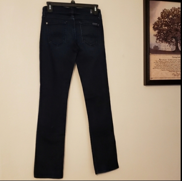7 for all Mankind Slim Straight Jeans Dark Wash Womens Luxury Classic Summer - Picture 3 of 12